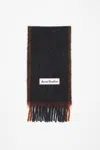 Acne Studios Valley Appliquéd Fringed Knitted Scarf In Black
