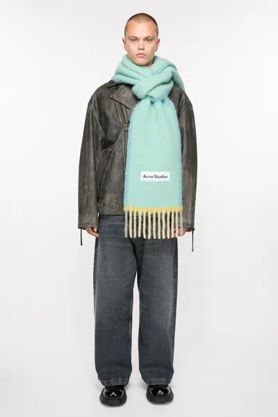 Acne Studios Wool Mohair Scarf - Narrow In Light Blue