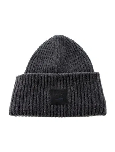 Pre-owned Acne Studios Wool Patch Beanie In Gray