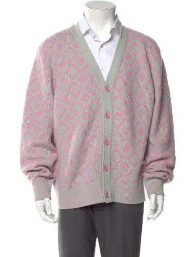 Pre-owned Acne Studios Wool Patterned Cardigan In Pink
