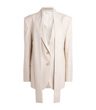 Acne Studios Wool Pinstripe Scarf Blazer In Ivory