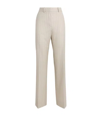 Acne Studios Wool Pinstripe Straight Trousers In Ivory