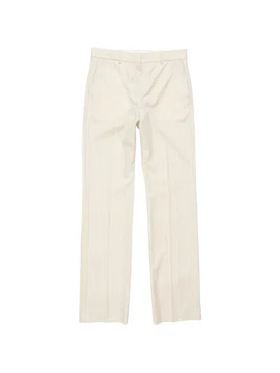 Acne Studios Wool Pinstripe Trousers In Neutral