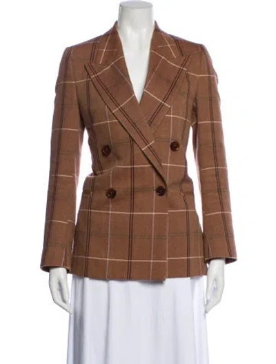 Pre-owned Acne Studios Wool Plaid Print Blazer In Brown