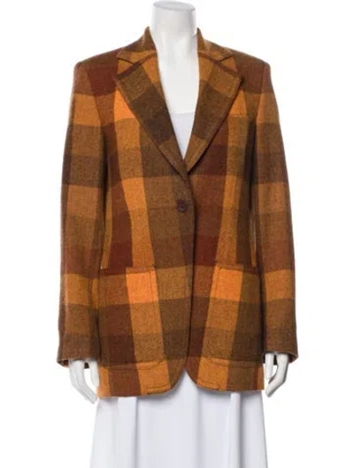 Pre-owned Acne Studios Wool Plaid Print Blazer In Brown