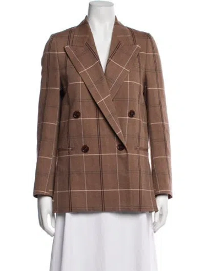 Pre-owned Acne Studios Wool Plaid Print Blazer In Brown