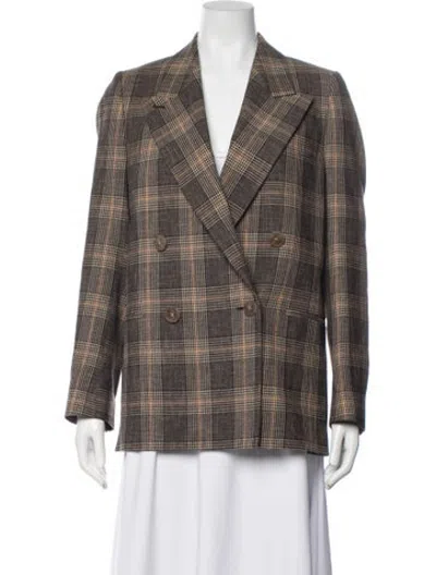 Pre-owned Acne Studios Wool Plaid Print Blazer In Brown