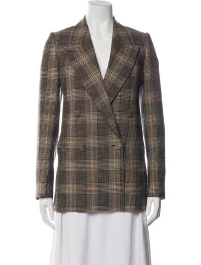Pre-owned Acne Studios Wool Plaid Print Blazer In Brown