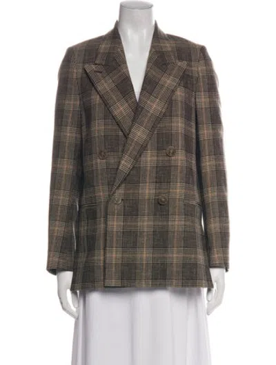 Pre-owned Acne Studios Wool Plaid Print Blazer In Brown