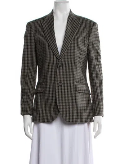 Pre-owned Acne Studios Wool Plaid Print Blazer In Green