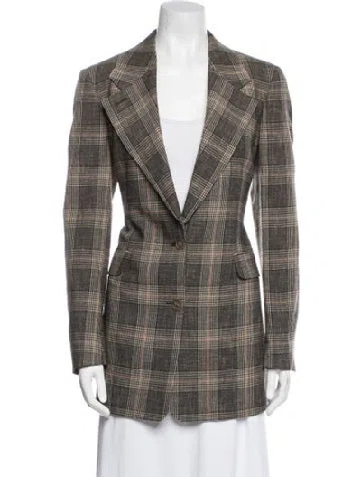 Pre-owned Acne Studios Wool Plaid Print Blazer In Neutrals