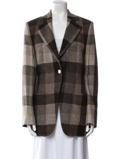 Pre-owned Acne Studios Wool Plaid Print Blazer W/ Tags In Brown