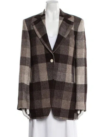 Pre-owned Acne Studios Wool Plaid Print Blazer W/ Tags In Brown