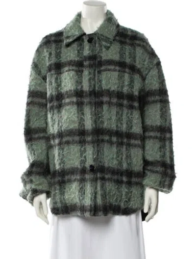 Pre-owned Acne Studios Wool Plaid Print Jacket In Green