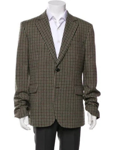 Pre-owned Acne Studios Wool Plaid Print Peacoat W/ Tags In Neutral