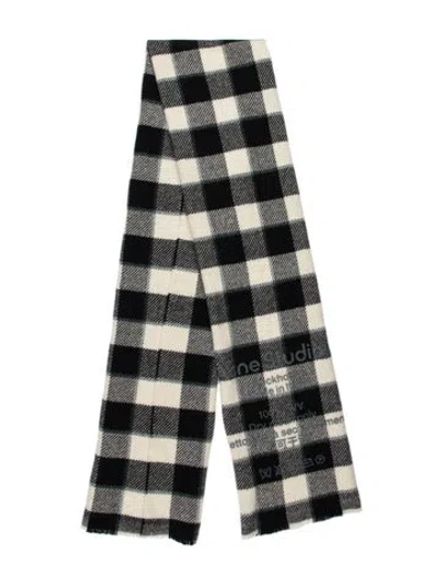 Pre-owned Acne Studios Wool Plaid Print Scarf In Black