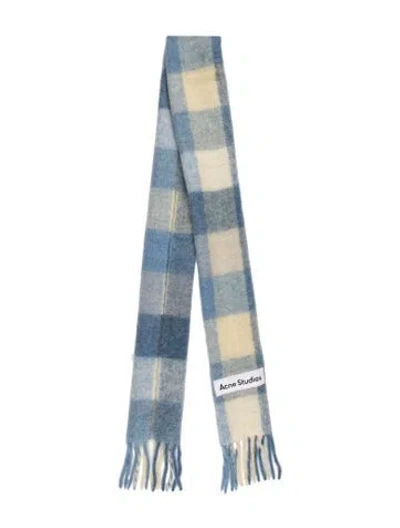 Pre-owned Acne Studios Wool Plaid Print Scarf In Blue