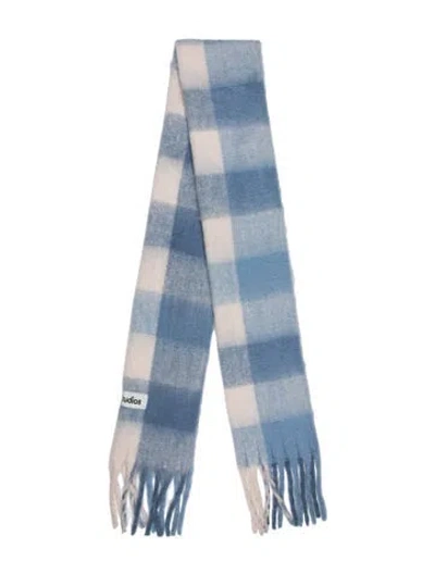 Pre-owned Acne Studios Wool Plaid Print Scarf In Blue