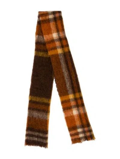 Pre-owned Acne Studios Wool Plaid Print Scarf In Brown