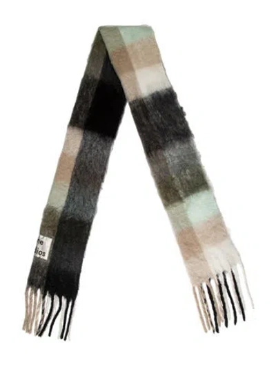 Pre-owned Acne Studios Wool Plaid Print Scarf In Gray