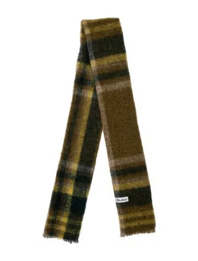 Pre-owned Acne Studios Wool Plaid Print Scarf In Green