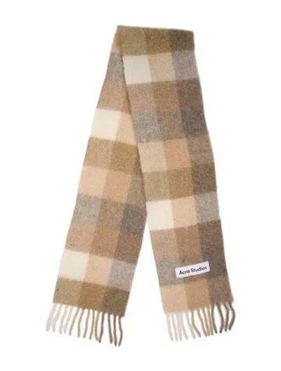 Pre-owned Acne Studios Wool Plaid Print Scarf In Neutral