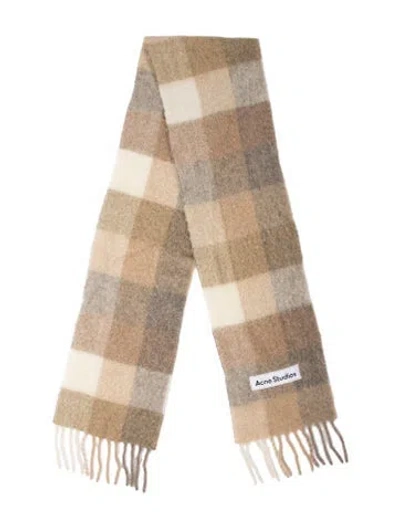 Pre-owned Acne Studios Wool Plaid Print Scarf In Neutral