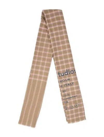 Pre-owned Acne Studios Wool Plaid Print Scarf In Neutrals