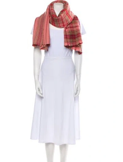 Pre-owned Acne Studios Wool Plaid Print Scarf In Pink
