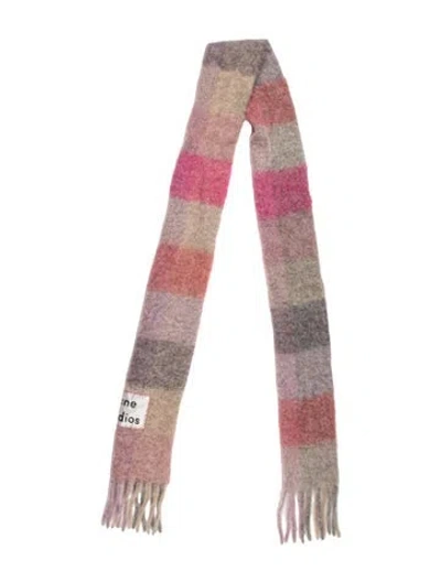 Pre-owned Acne Studios Wool Plaid Print Scarf In Pink