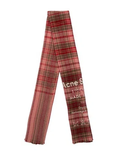 Pre-owned Acne Studios Wool Plaid Print Scarf In Pink