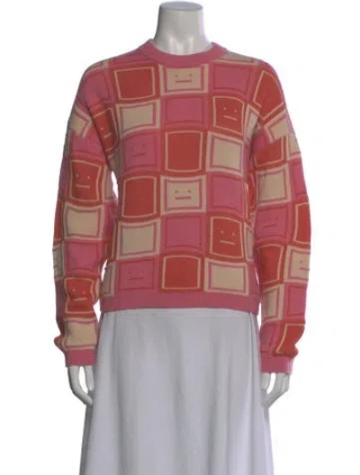 Pre-owned Acne Studios Wool Plaid Print Sweater In Pink