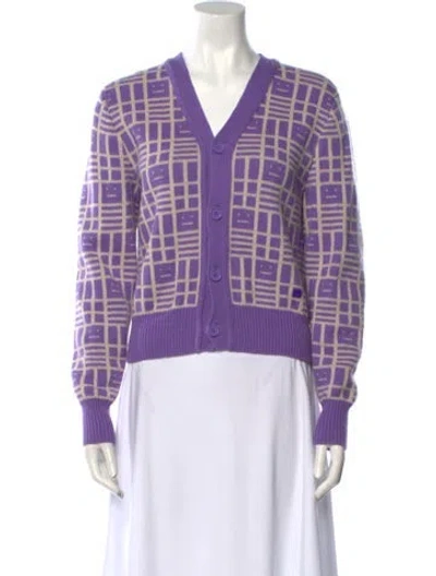 Pre-owned Acne Studios Wool Plaid Print Sweater In Purple