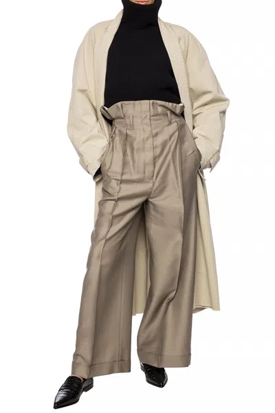 Acne Studios Wool Pleat-front Trousers In Beige
