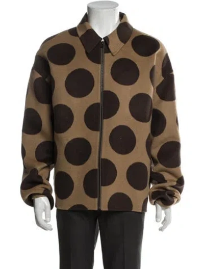 Pre-owned Acne Studios Wool Polka Dot Print Coat In Brown