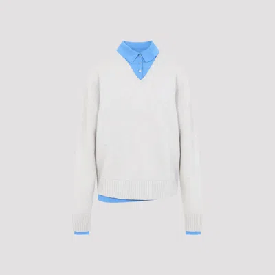 Acne Studios Wool Polo Neck Sweater In White