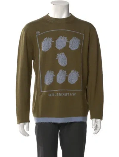 Pre-owned Acne Studios Wool Printed Pullover In Green