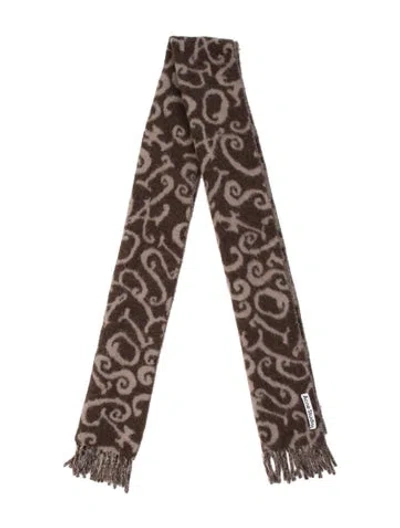 Pre-owned Acne Studios Wool Printed Scarf In Brown