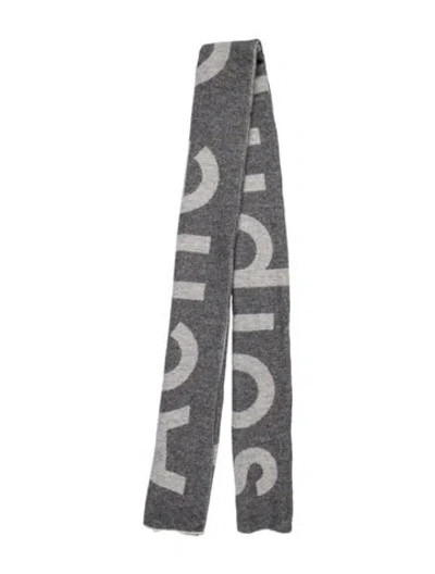 Pre-owned Acne Studios Wool Printed Scarf In Gray