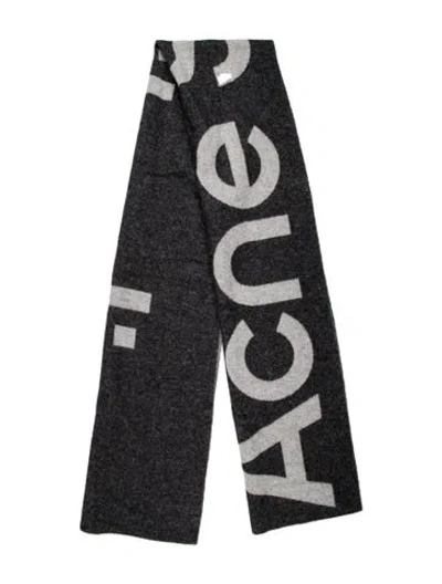 Pre-owned Acne Studios Wool Printed Scarf In Gray