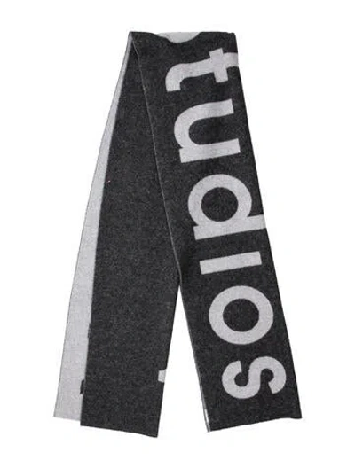 Pre-owned Acne Studios Wool Printed Scarf In Gray