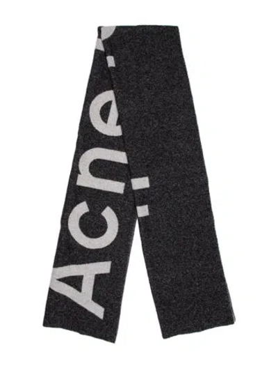 Pre-owned Acne Studios Wool Printed Scarf In Gray