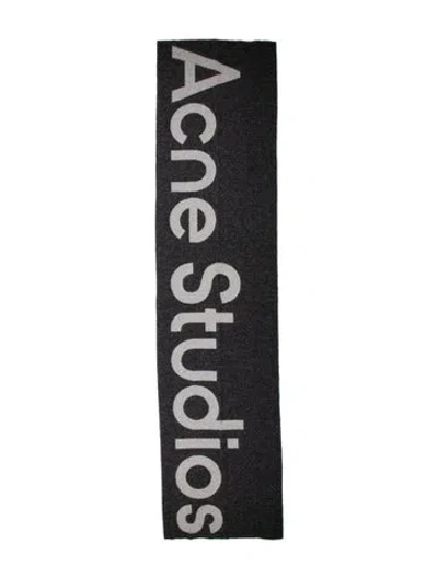 Pre-owned Acne Studios Wool Printed Scarf In Gray