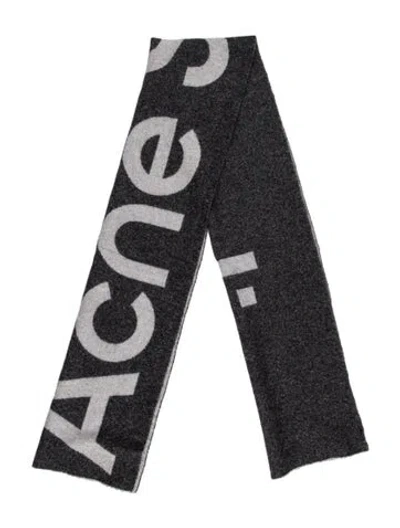 Pre-owned Acne Studios Wool Printed Scarf In Gray