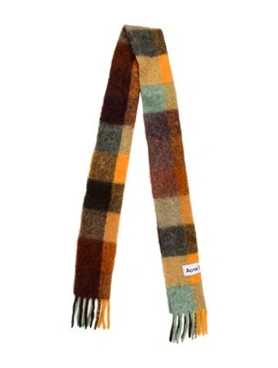 Pre-owned Acne Studios Wool Printed Scarf In Orange