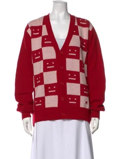 Pre-owned Acne Studios Wool Printed Sweater In Red