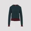 Acne Studios Ruffled Layered-effect Sweater In Green