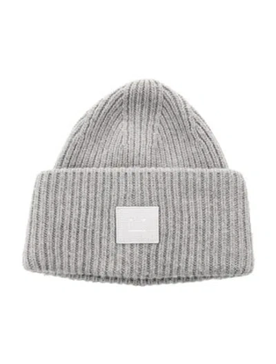 Pre-owned Acne Studios Wool Ribbed-knit Beanie In Gray