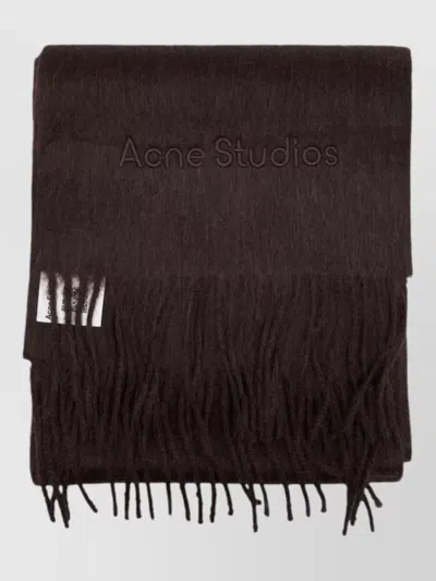 Acne Studios Wool Scarf Alpaca Construction Fringed Edges In Red