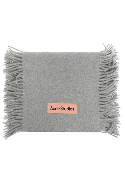Acne Studios Wool Scarf In Light Grey Melange